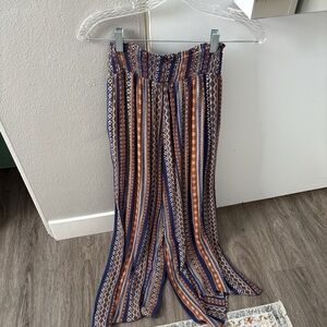 Striped Wide Leg Pants - Blue and Orange